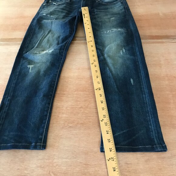 Uniqlo Slim Straight Jeans Men 31x26 Blue Japanese Kaihara Selvedge Distressed - Picture 8 of 13